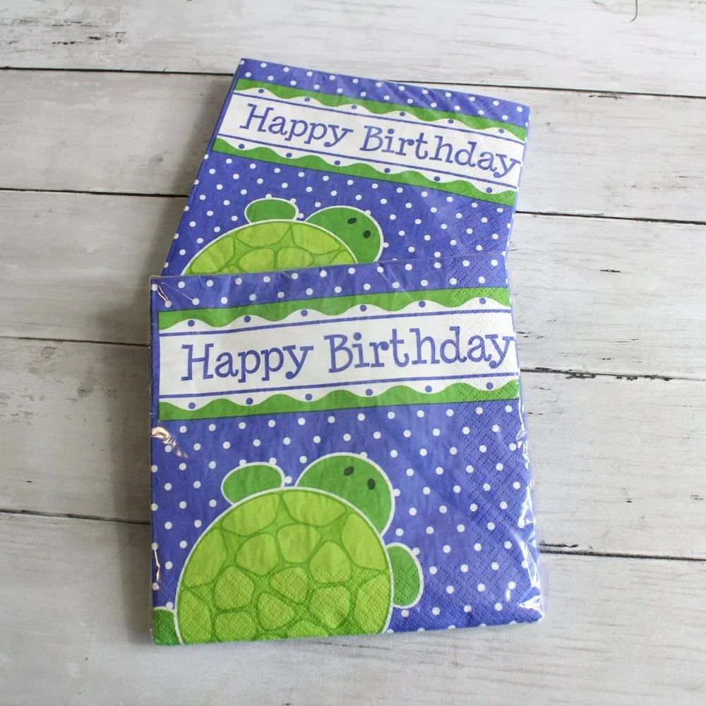 Kid Birthday Party LOT Turtle Plates Invitations Disposable Paper